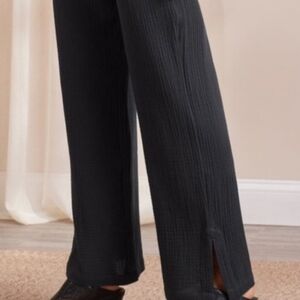 Soft Surroundings Key Biscayne Gauze Wide Leg Pant Full Length Black  2X  NWT
